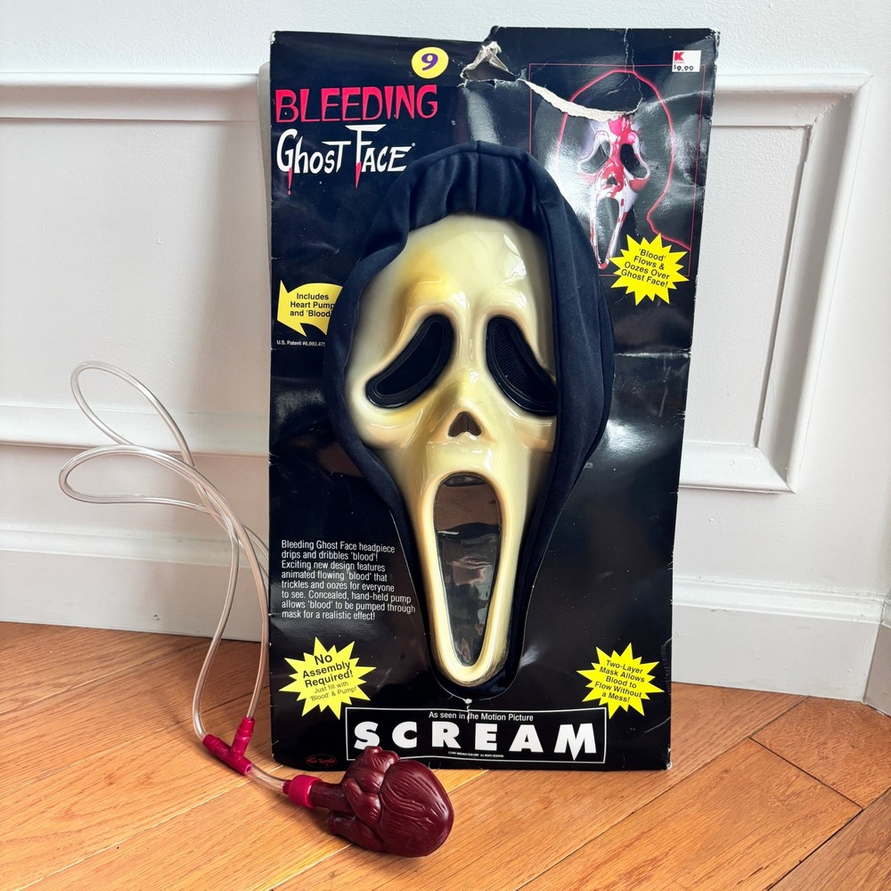 Vintage 90's Fun World Bleeding Ghost Face Mask Adult OS Scream Horror GOOD